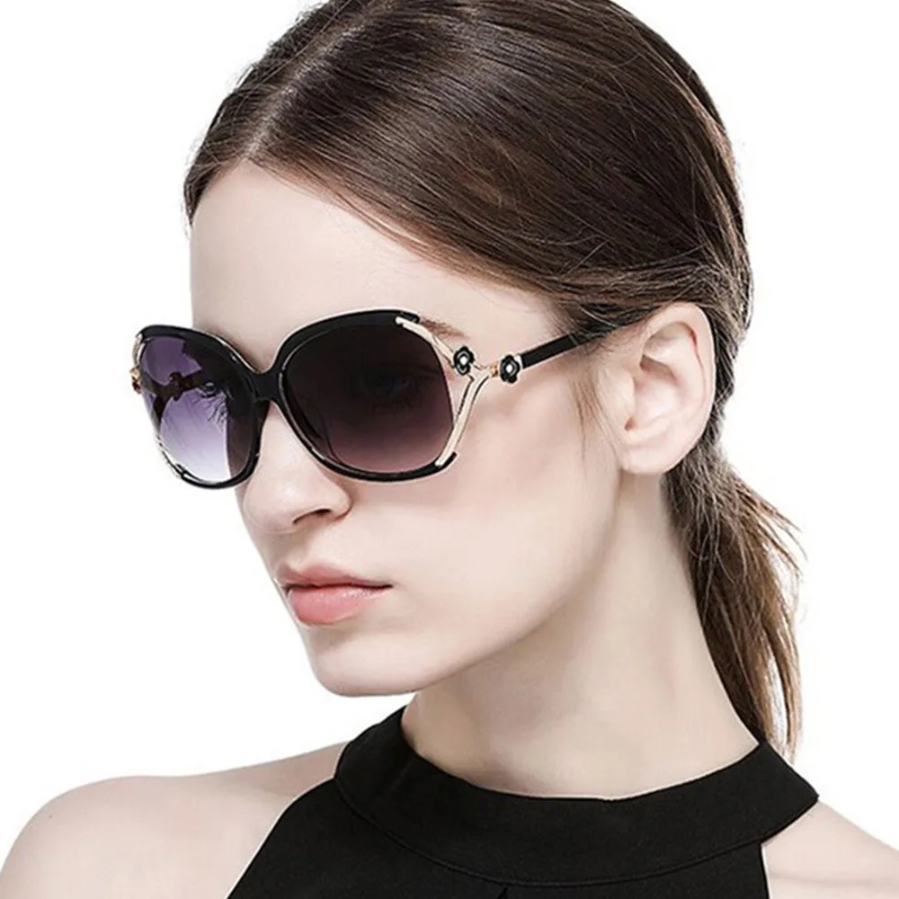 Oversized sunglasses retro big ladies round black GOZLUGU | Аксессуары для одежды
