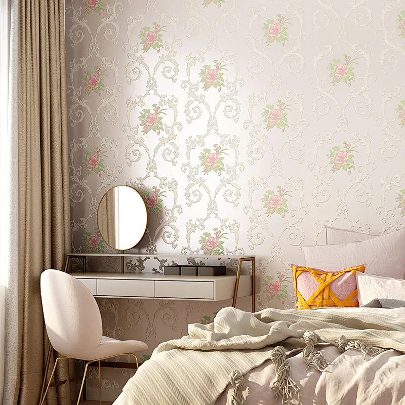 Милые красивые цветы Настенная бумага 3d тиснение Нетканая настенная s декор для