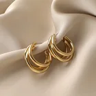 Золотые Винтажные серьги, геометрические металлические матовые золотые серьги для женщин, женские серьги в стиле ретро, модные украшения 2021 года