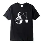 Футболка мужская с забавным дизайном, повседневная трикотажная Удобная рубашка из 100% хлопка, с коротким рукавом и круглым вырезом, с принтом астронавта, уличная одежда