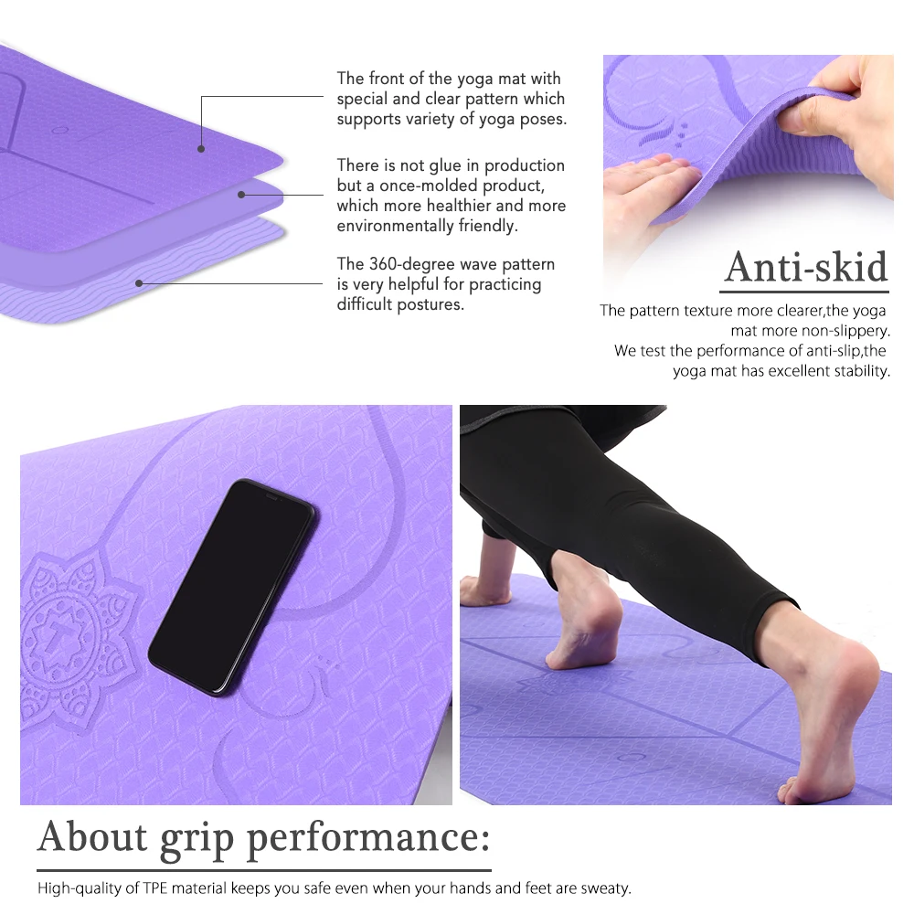 183X61cm High Quality TPE Non-slip Yoga Mats For Fitness Tasteless Pilates Gym Exercise Pads With Bandages Christmas Gift 2021 | Спорт и