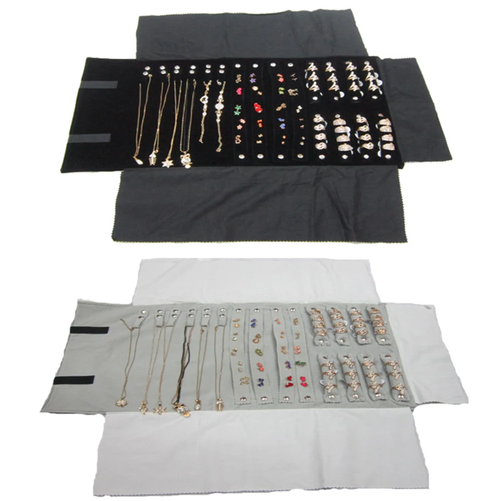 

Velvet Ring Jewelry Roll Bag Chain Pendant Portable Holder Foldable Multifunctional Necklace Display Earrings Storage Travel