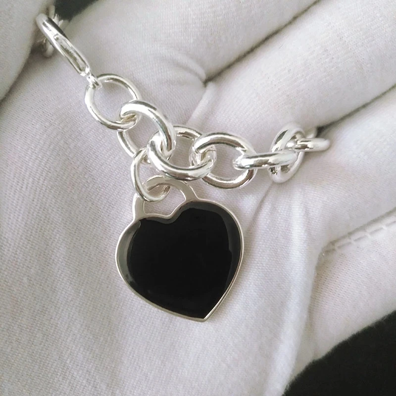 

S925 Sterling Silver Bracelet Brand Classic Fashion Exclusive Enamel Heart Luxury Nobility Lady Bracelet New Limit Fine Jewelry