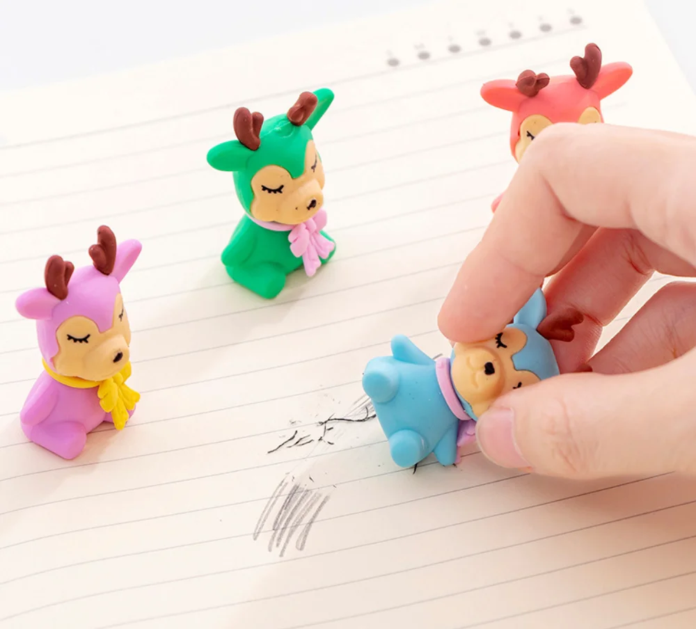 2 шт. маленький олень милый резиновый ластик для карандаша канцелярские товары