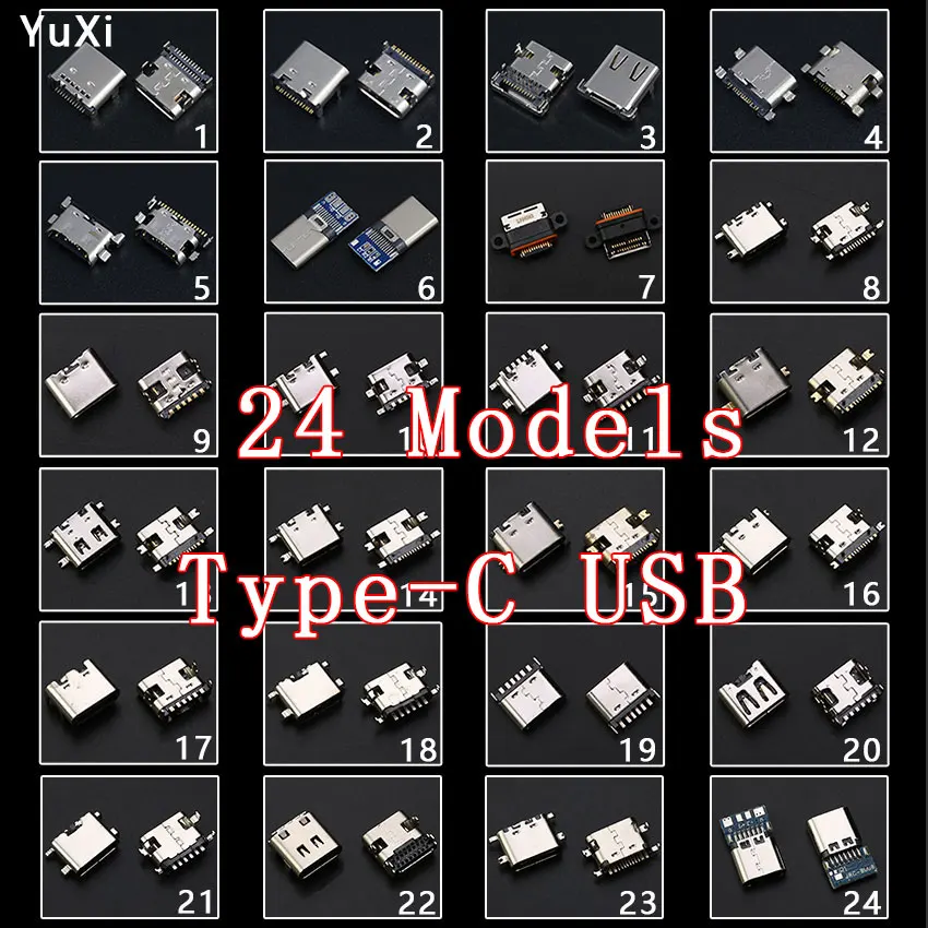 Разъем Micro USB Type-C YUXI 24 модели разъем для зарядной док-станции гнездовой Xiaomi Huawei