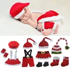 Реквизит для фотосъемки новорожденных мальчиков и девочек Вязаный крючком Рождественский реквизит для фотосъемки шапки для малышей наряды для костюма новорожденных