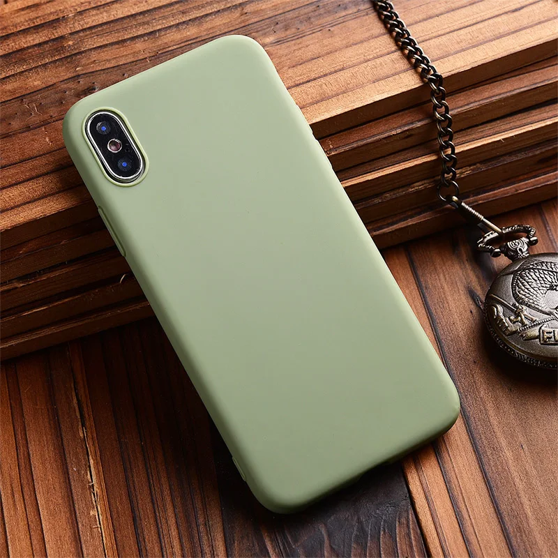 Роскошный ударопрочный матовый мягкий чехол из ТПУ для iPhone XS MAX XR X карамельный