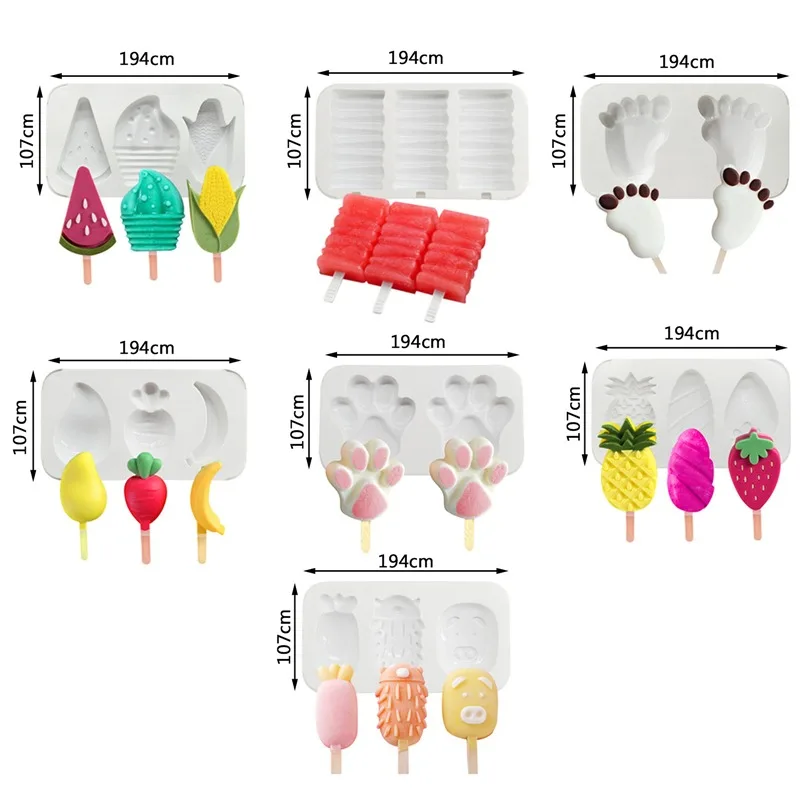 

Silicone Mold Ice Chocolate Mold Ice Cube Maker Wooden Stick Lollipop Mold Homemade Popsicle Molds Freezer Kitchen Accessories