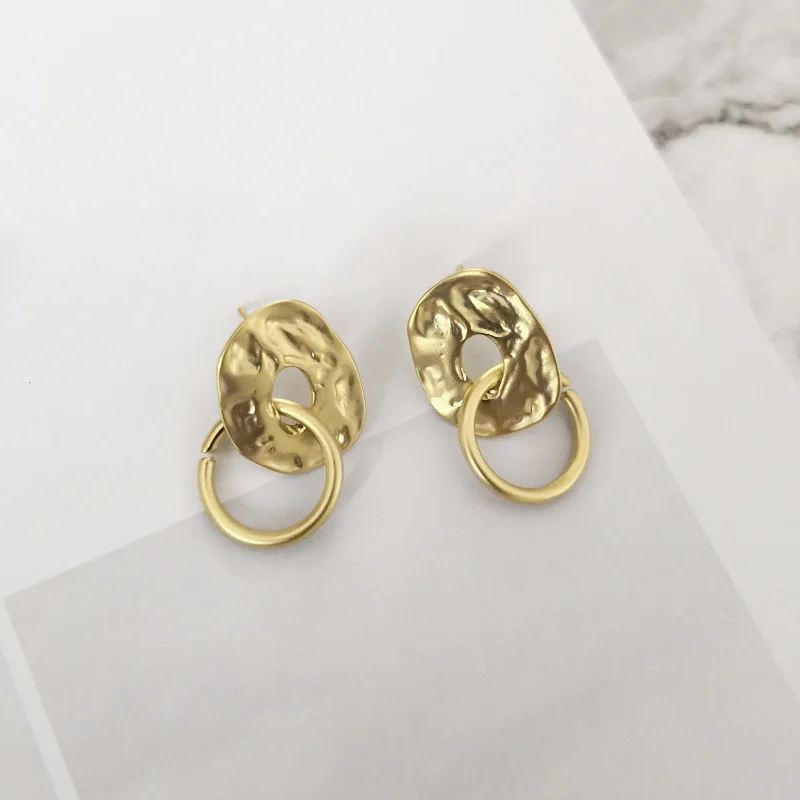 

DAVINI Minimalist OL Golden Drop Earrings Stud Geometric Vintage Irregular Hook Earrings For Women Female Jewelry MG191
