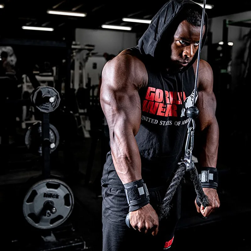 Мужская модная Толстовка без рукавов с принтом для фитнеса Спортивная майка из