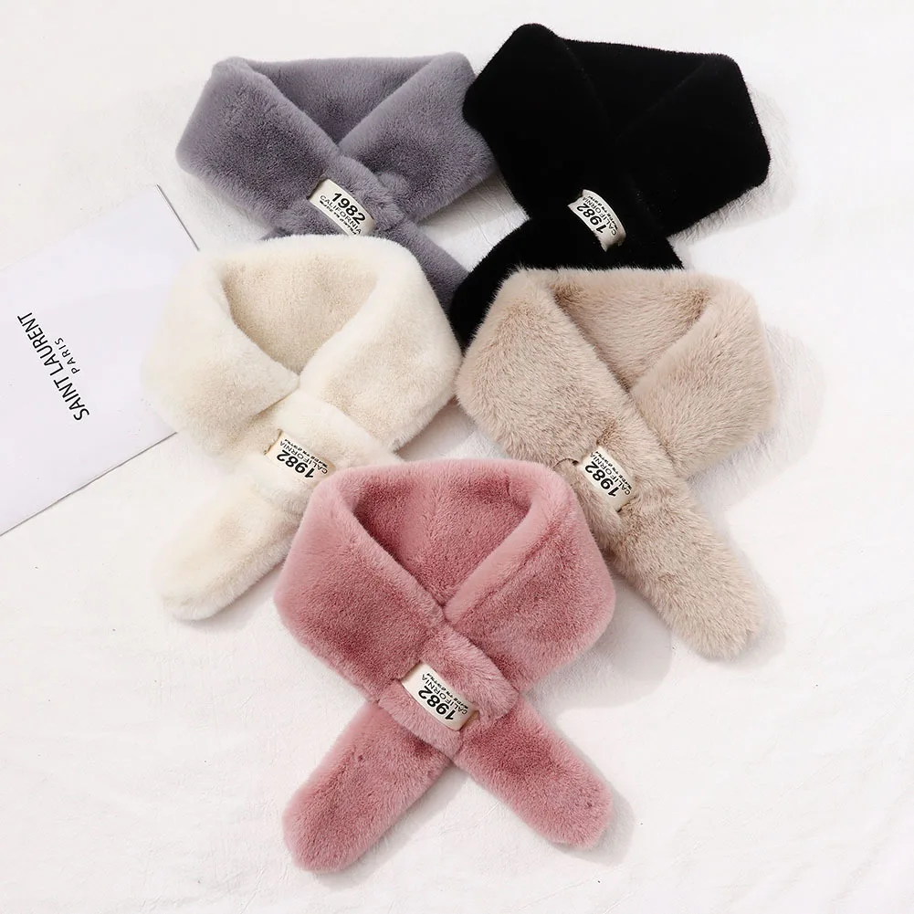 

2021 New Designer Black Pink Faux Rabbit Fur Scarf Ring Women Fashion Winter Warm Neck Tube Scarfs for Lades Echarpe Femme Hiver