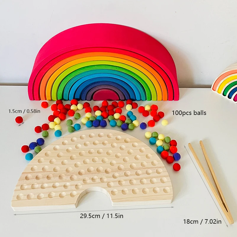 

Rainbow Board Baby Montessori Educational Wooden Toys Color Sorting Sensory Toys Kids Fine Motor Skills Activities for Children