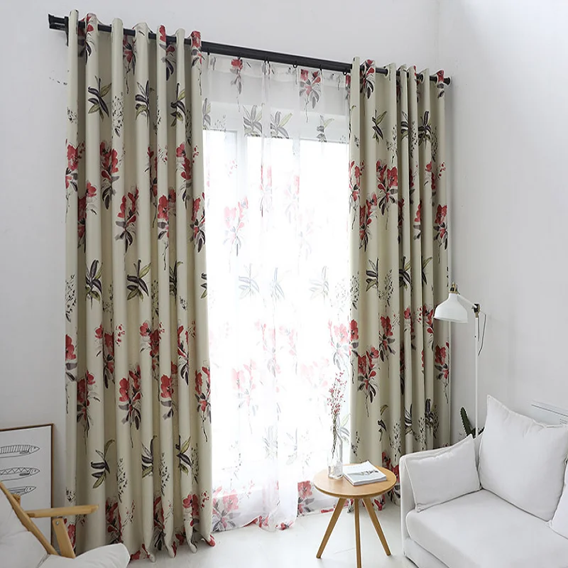 Modern Curtains for Living Dining Room Bedroom American Pastoral Style Purple Floral Tulle Curtain Finished ProductCustomization | Дом и сад