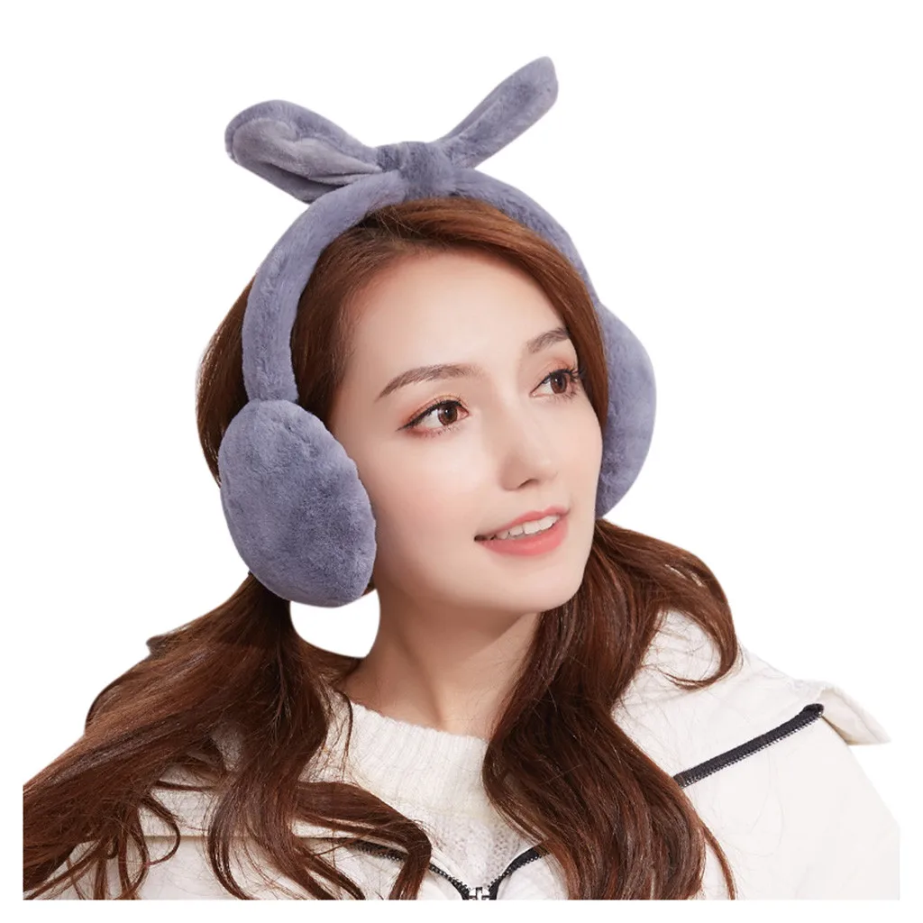 Женские меховые наушники с ушками кролика теплые для девочек Осень-зима 2019 |
