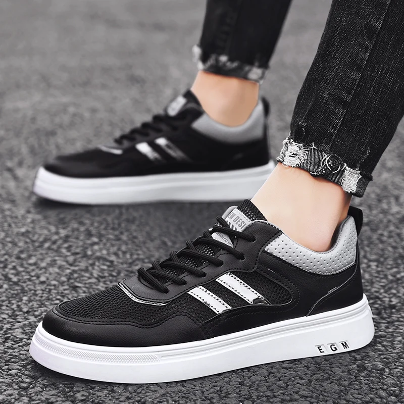 

Кроссовки мужские с вулканизированной подошвой, легкие дышащие, на шнуровке, повседневная прогулочная обувь, белые, 2021