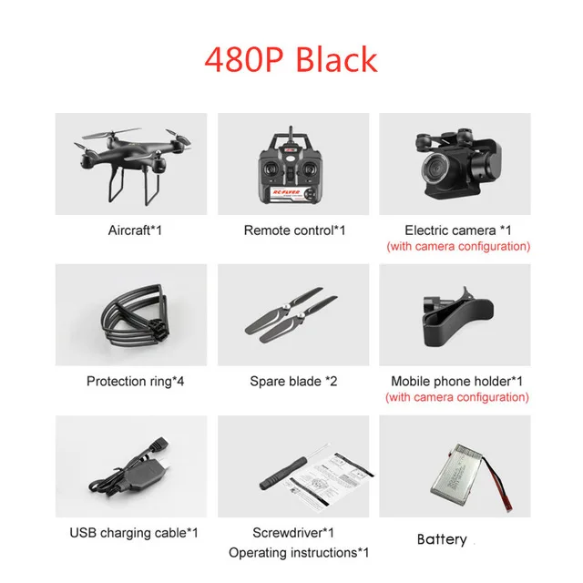 Black 480P 1B Дрон 4k камера аэрофотосъемка длительный срок службы батареи Wifi карта передача четырехосный самолет игрушка пульт дистанционного управления RC самолет - Цвет: Black 480P 1B