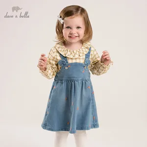 DBM16512 нижнее белье в стиле бренда dave bellaвесна, сказочное детское платье для девочек, платья принцесс, платья для мультфильм Платье с хлястиками Лолита вечерние Платье на завязках детская одежда для малышей