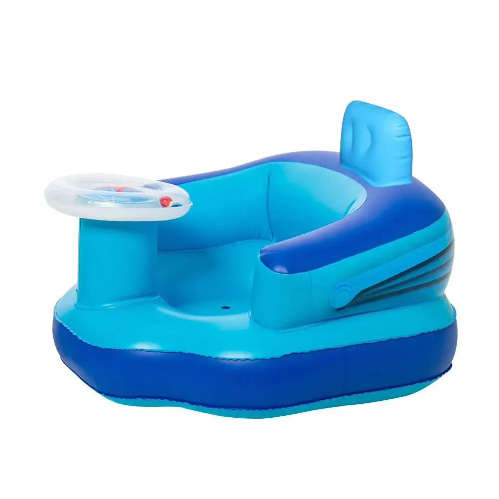 

Kids Baby Seat Inflatable Chair Sofa Bath Seats Dining Pushchair Blue PVC Infant Portable Play Game Mat Sofas Learn To supple