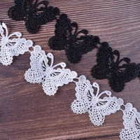 1y12pcs butterfly lace fabric ribbon width 5cm white black embroidered applique handmade diy wedding sewing craft bw014