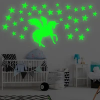 self adhesive luminous unicorn pegasus star wall stickers fluorescent stickers home decoration stickers