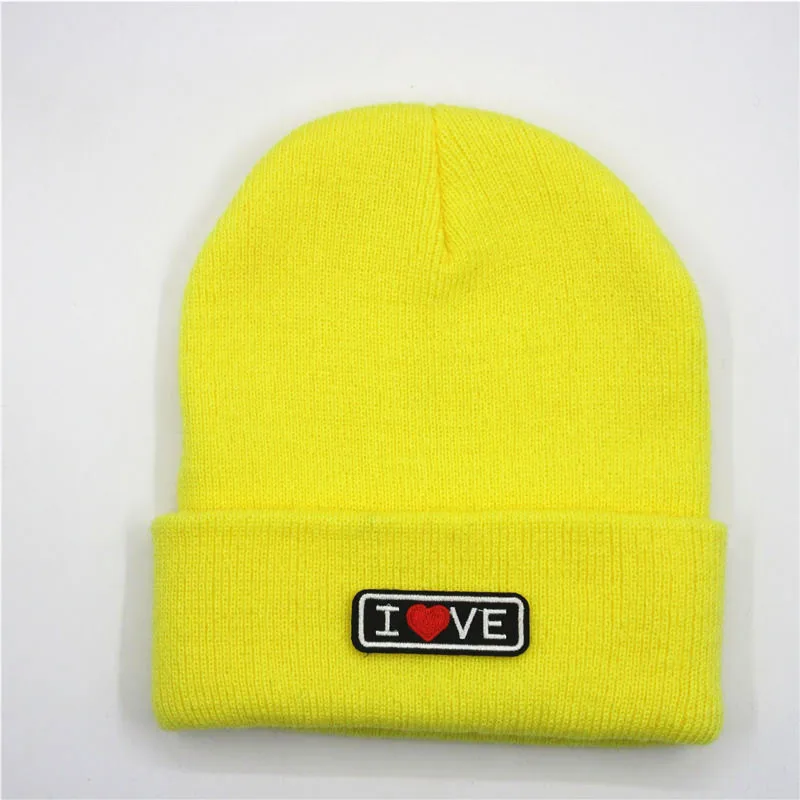 

love letter embroidery Thicken knitted hat winter warm hat Skullies cap beanie hat for kid men women 172