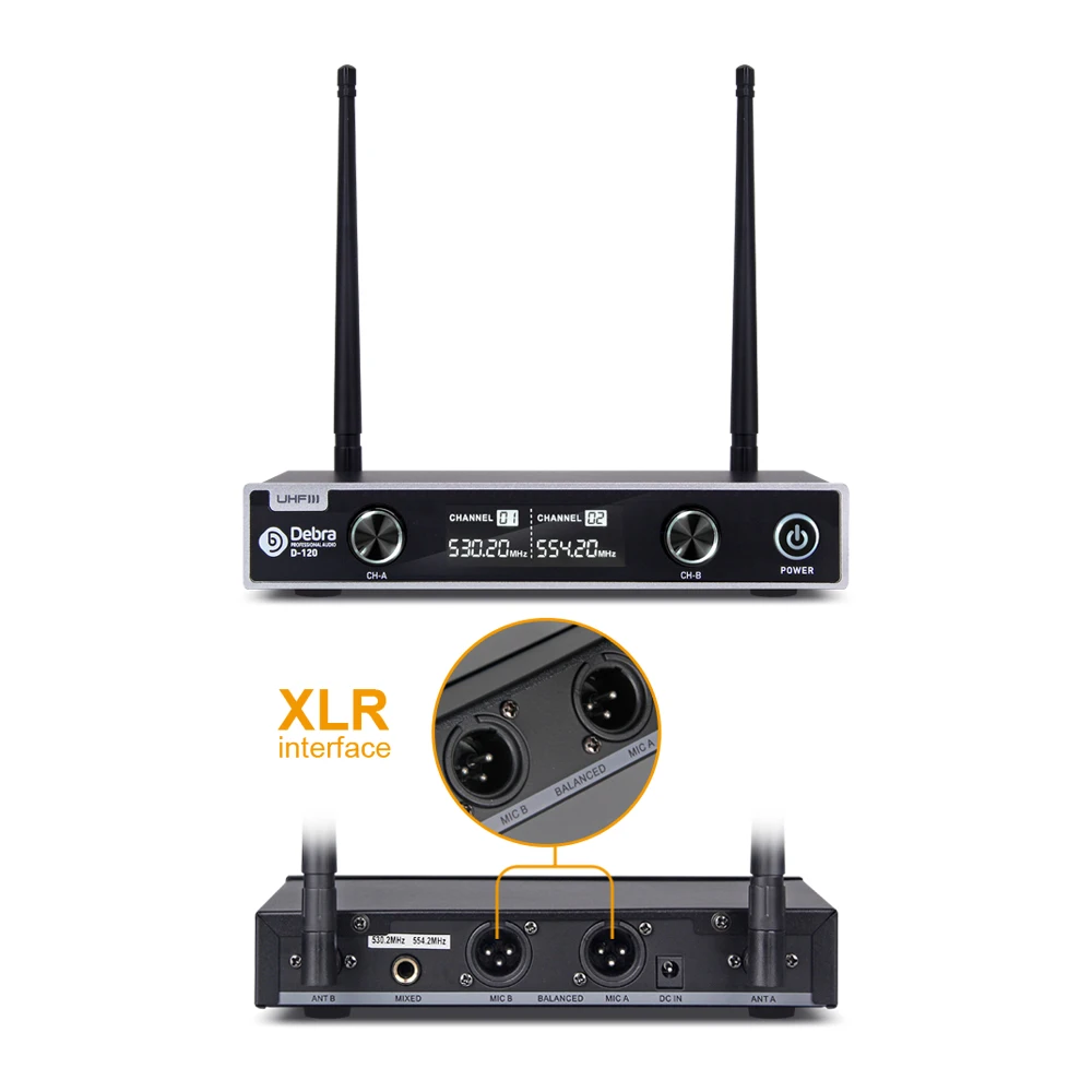 D-120 UHF 2Lavalier &amp Headset Беспроводная 2-канальная микрофонная система беспроводной