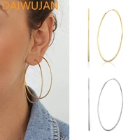 daiwujan minimalist 925 sterling silver hoop earrings for women hyperbole big round circle earrings ear ring fashion jewelry