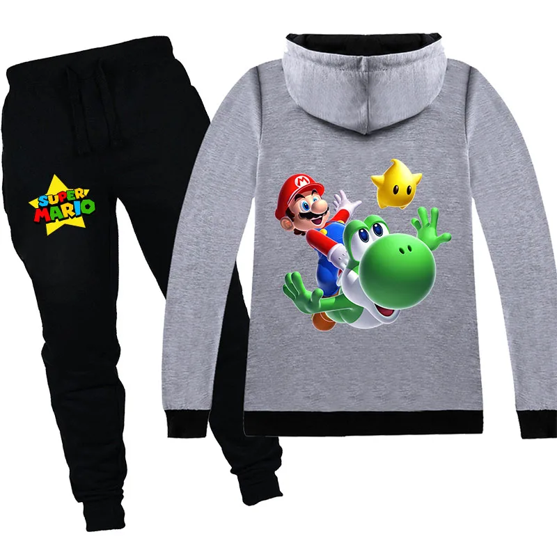 Комплект одежды для мальчиков и девочек в стиле super mario толстовка с капюшоном