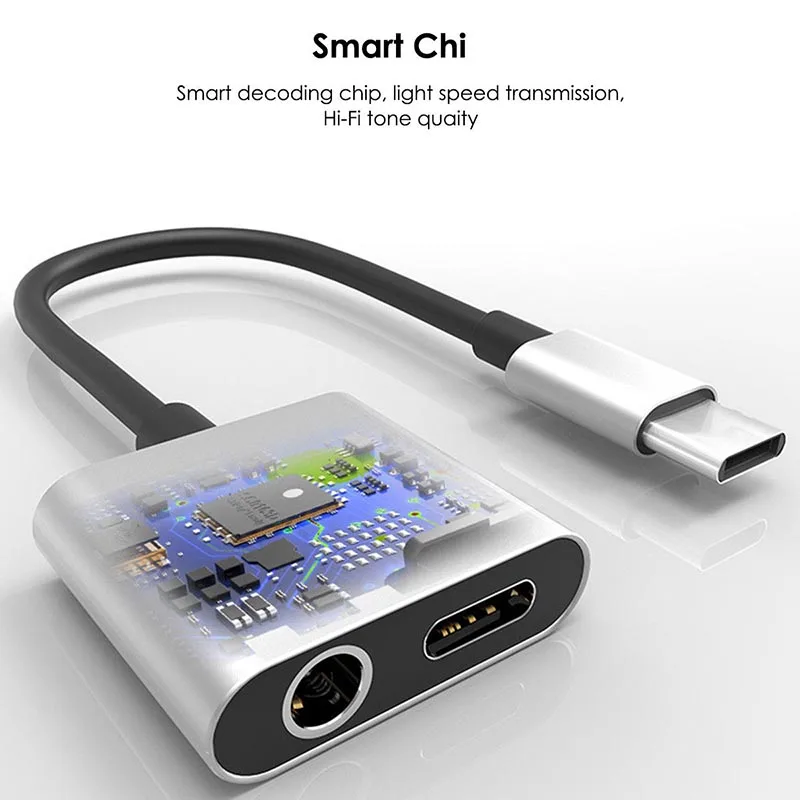 Кабель адаптер для наушников с разъемом AUX USB C на 3 5 мм и зарядным устройством 2 в 1
