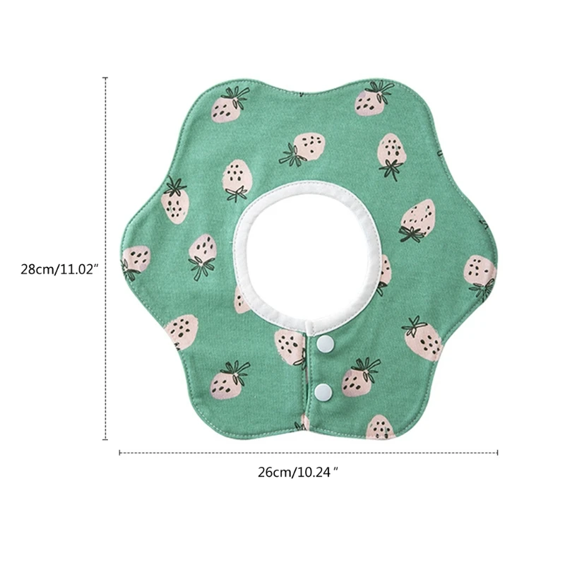 Babero con estampado de dibujos animados para beb&eacute;, toalla de Saliva de algod&oacute;n con p&eacute;talos redondos, delantal transpirable impermeable, pa&ntilde;uelos de rotaci&oacute;n de 360 grados para reci&eacute;n nacidos-4