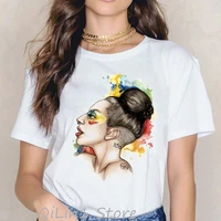 fashions womens lady gaga watercolor printed t shirt chemise femme casual t shirts hipster streetwear summer 2019 top tee shirt