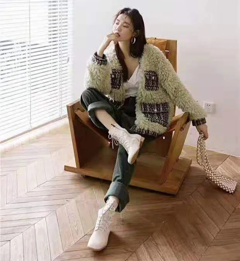 Одержима лавандой. Новое модное пальто твидовая большая сумка из овечьей шерсти