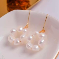 beautiful natural fresh water baroque pearl 14k gold earrings gift beautiful holiday gifts mothers day new year fashion women