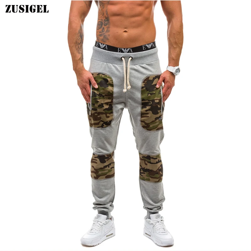 ZUSIGEL мужские камуфляжные штаны Весна Осень Камуфляжный пэчворк тренировочные