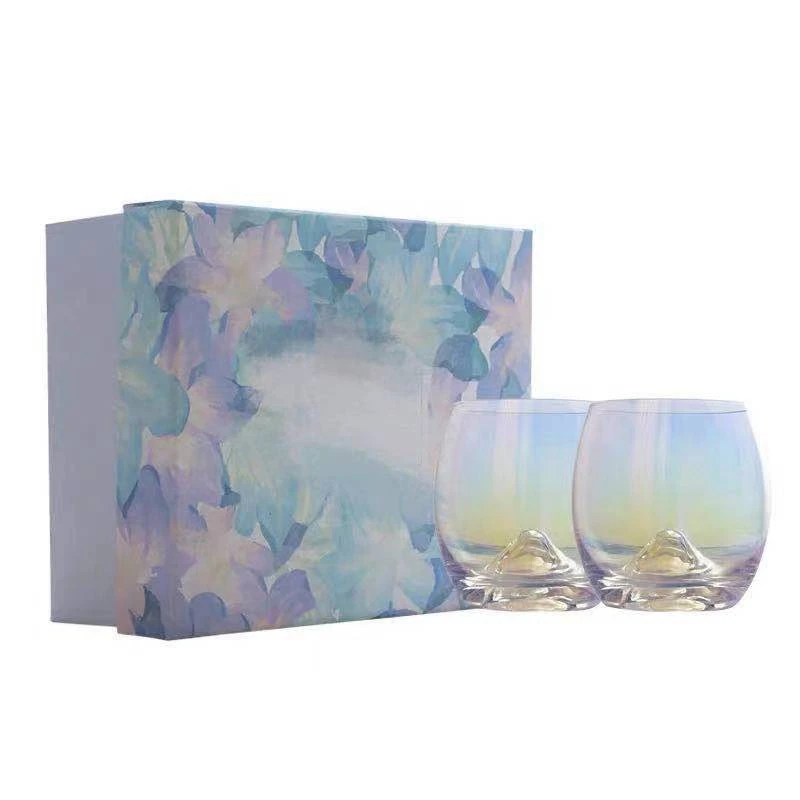 

2PCS/LOT Nordic INS Colorful Ion-Plated Iceberg Mugs Gift Box with Holiday Gift Water Mugs and Whisky Mugs