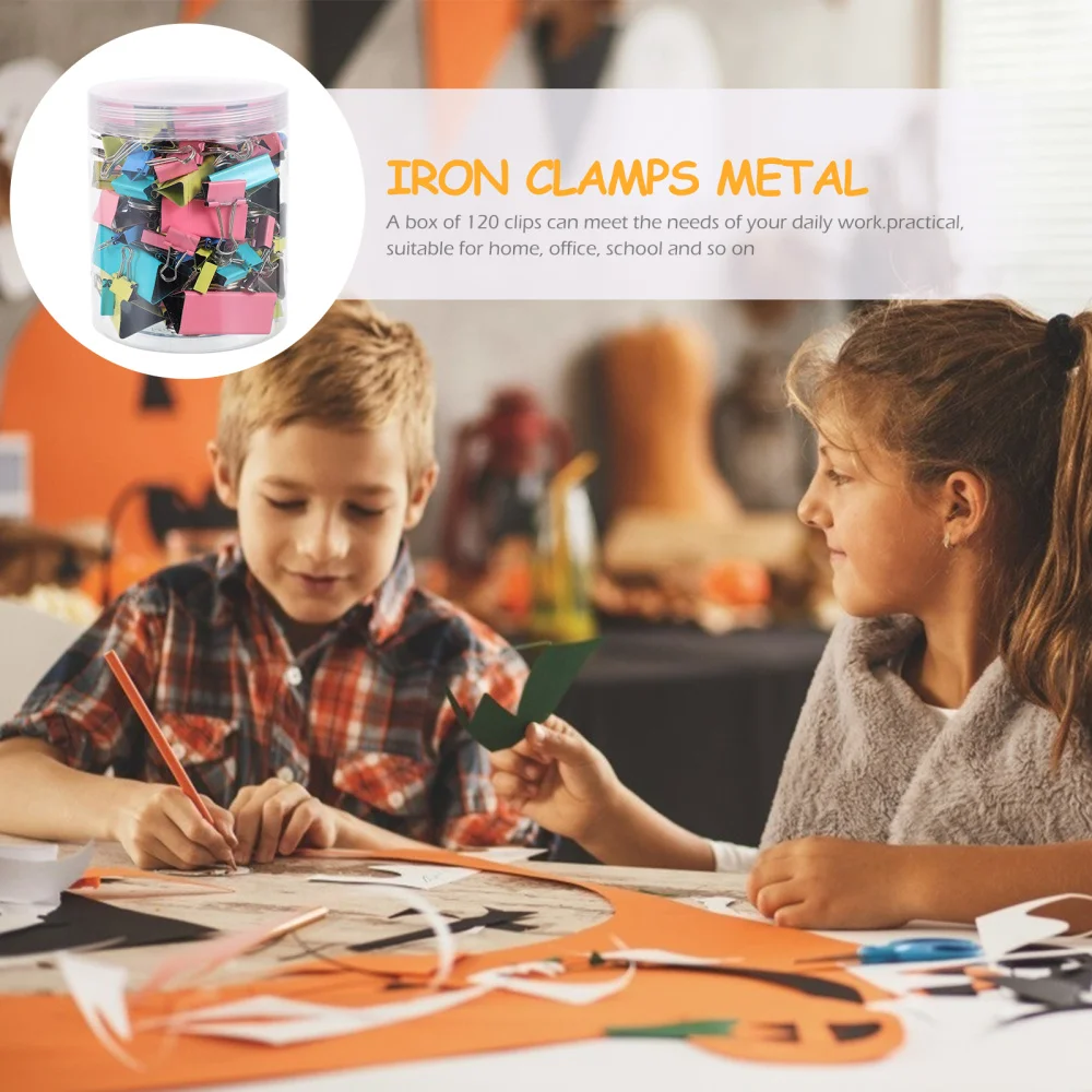 

120Pcs Paper Clamps Metal Binder Clips Office File Clamps (Assorted Color)