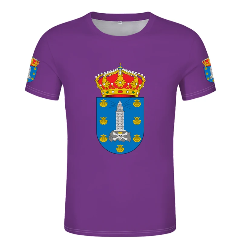 La Coruna T-shirt free custom football shirt casual Spanish Galicia T-shirtA Provincial Flag | Мужская одежда