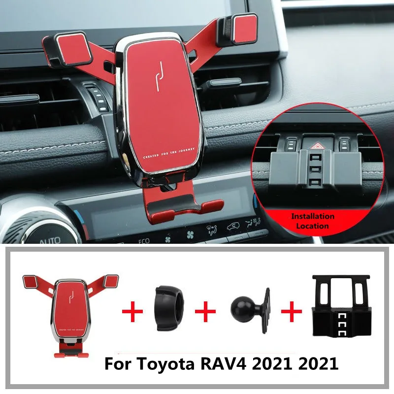 

For Toyota RAV4 2020 2021 Car Mobile Phone Stand GPS Navigation Mount Cellphone Holder Red Black Air Outlet Clip Holder