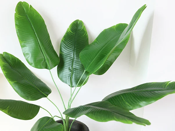 82cm 9fork Large Artificial Musa Tree Plastic Palm Leaves Fake Tropical Green Plant Canna Foliage Branch for Home Party Decor