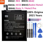 BM22 BM35 BM36 BM45 BM46 Аккумулятор для Xiaomi Mi 5 4C 5S Mi5 Mi4C Mi5S Redmi Note 2 3 Pro сменный аккумулятор + Бесплатные инструменты