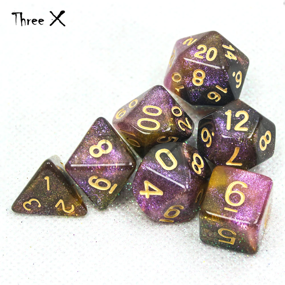 DND РПГ 7 шт D4 D20 галактика кости Сияющие игры аксессуары хобби Рождественский