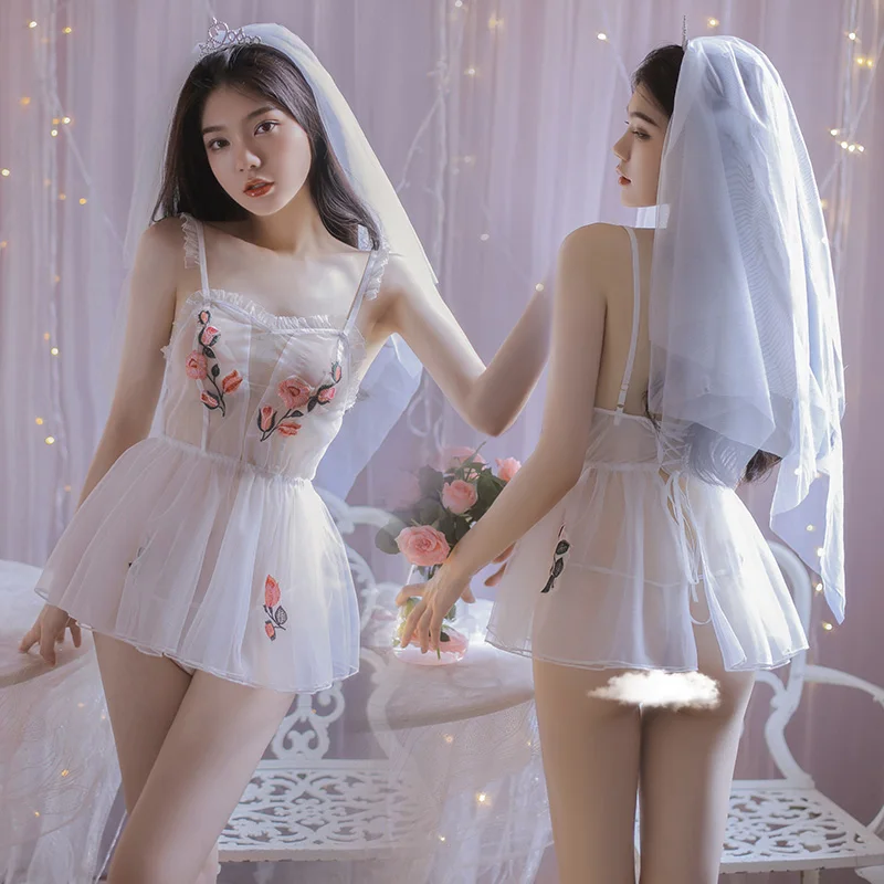 

Halloween Outfits for Women Maid Cosplay Sexy Bride Lingerie Sweet Mesh Erotic Lingerie Kawaii Cute Sexy Costumes