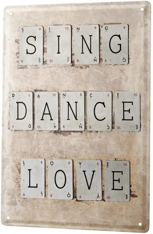 

SINCE 2004 Tin Sign Metal Plate Decorative Sign Home Decor Plaques Sayings Sing Dance Love Letter Cards Metal Plate 8X12
