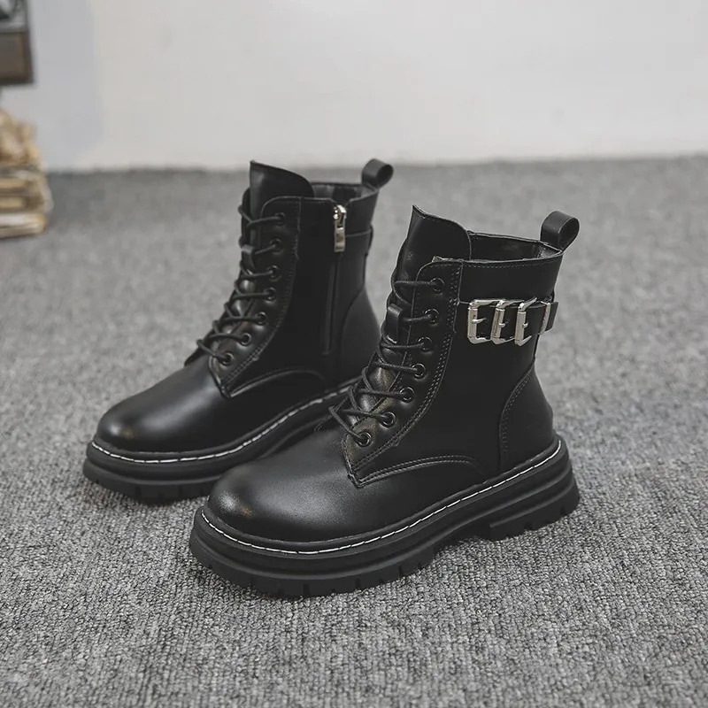 

Women's 2021 British Style, Spring And Autumn Chimney Boots, Thick Bottom Joker Short Chelsea Boots, White Single Boots