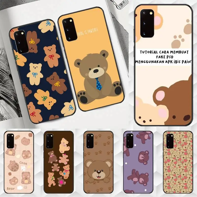 

Cute Fuzzy Bear Cartoon Animal Phone Case for Samsung A71 A80 A91 A01 A02 A11 A12 A21 A31 A32 A20E soft cover Fundas