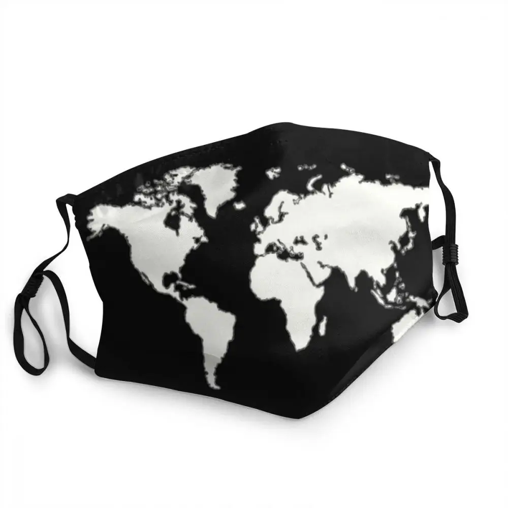 

World Map Reusable Face Mask Unisex History Geography Anti Haze Dustproof Protection Cover Respirator Mouth-Muffle