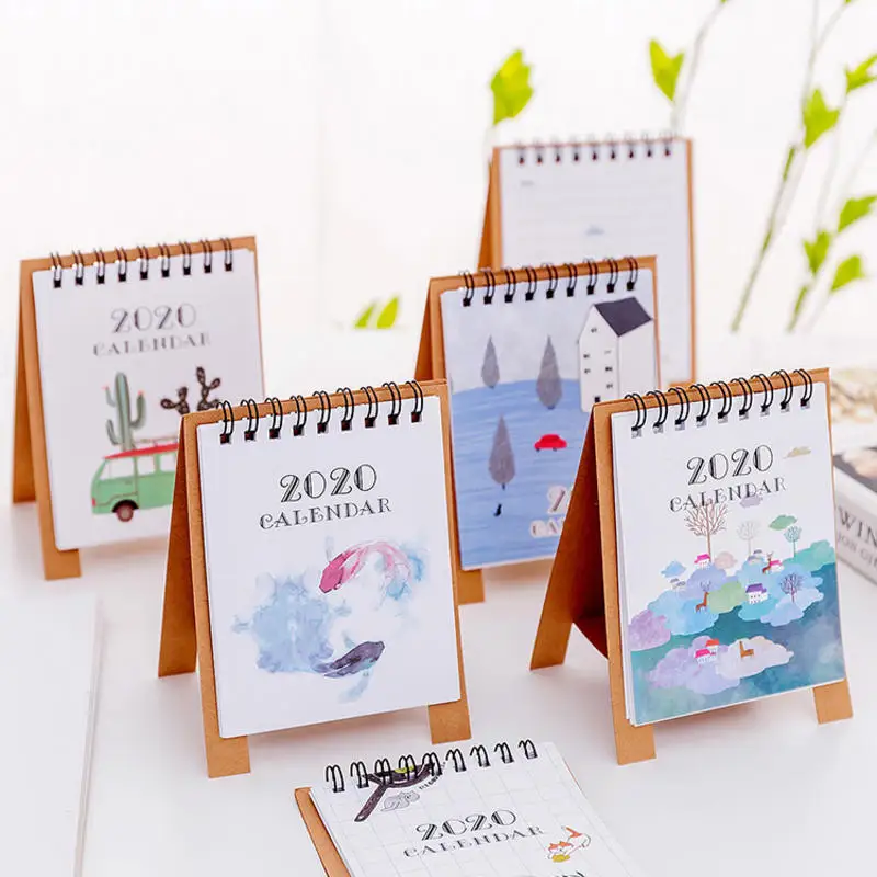 

8 Styles Optional Cartoon Paper Desktop Calendar 2020 Home Office Use Dual Daily Scheduler Table Planner Yearly Agenda Organizer