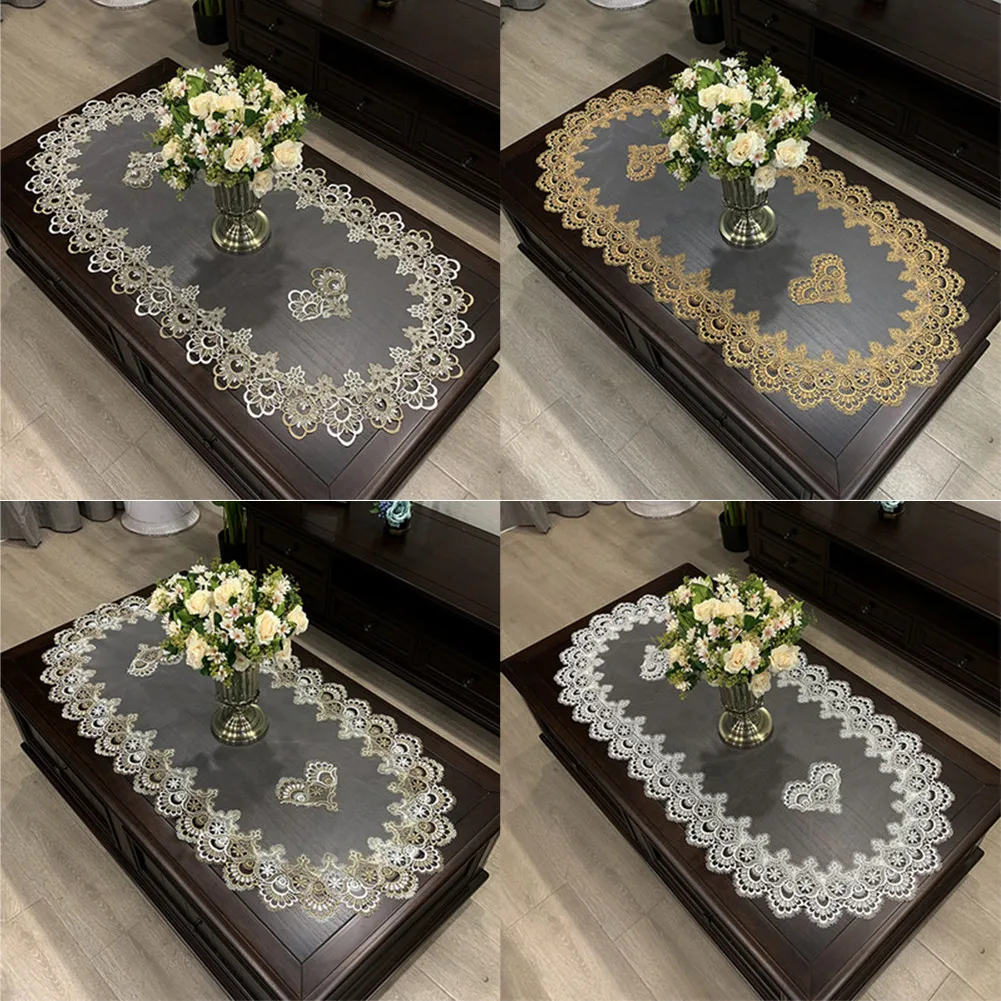

Oval Tablecloth Table Dinning Table Cover European Embroidered Polyester Yarn Flower Fabric Living Room Table Mat Tablecloth