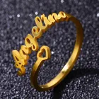 Регулируемое кольцо на заказ, персонализированное кольцо с именем в форме сердца, свадебные кольца из нержавеющей стали в форме сердца для женщин, ювелирные изделия на годовщину