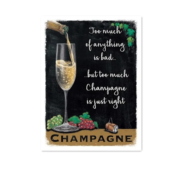 

Champagne Retro tin sign nostalgic ornament metal poster garage art deco bar cafe shop